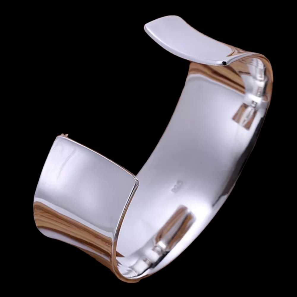 Southwestern Sleek Classy .925 Solid Sterling Silver 54-grams Wide Cuff Bracelet - Picture 8 of 10
